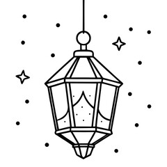Lanterns of the Midnight Carol line art  vector 