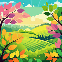 Obraz premium Creative season layout of colorful blooming spring leaves and branches