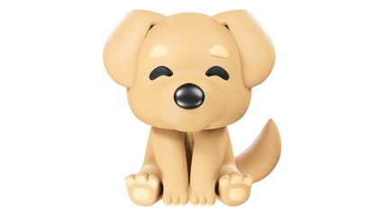 Naklejka premium Cute 3D Puppy Dog Illustration on White Background Adorable Pet Animal Design - 1