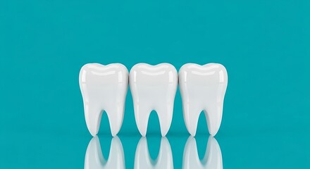 Three clean white teeth studio shot