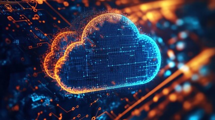 Abstract cloud computing design with modern digital elements