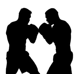 two men boxing silhouette vector