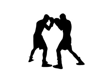 two men boxing silhouette vector