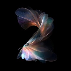 Digit 2 Membrane Wing Letters Overlays Collection Featuring Elegant Transparent Textures and Abstract Designs for Commercial Branding and Digital Marketing Applications