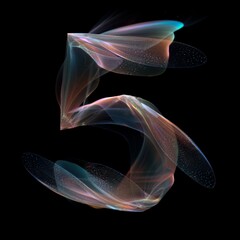 Fototapeta premium Digit 5 Membrane Wing Letters Overlays Collection Featuring Elegant Transparent Textures and Abstract Designs for Commercial Branding and Digital Marketing Applications