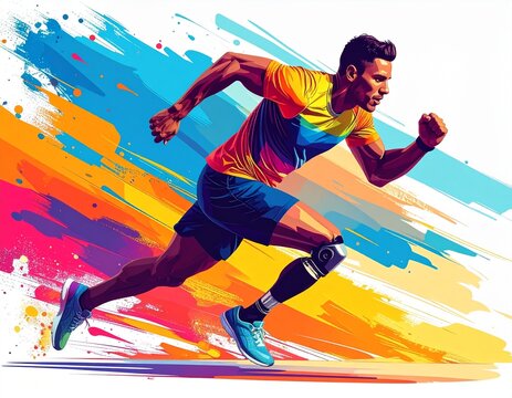 Adaptive Athlete Running Minimalist Vector Art