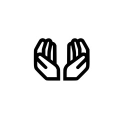 Obraz premium Open hands icon in flat vector style for care and support themed content