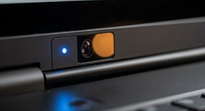 Ensuring digital privacy Laptop webcam with security slider engaged