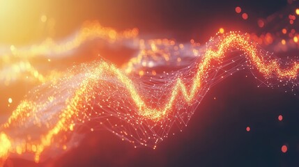 Abstract Data Analytics Wave Form With Glowing Elements