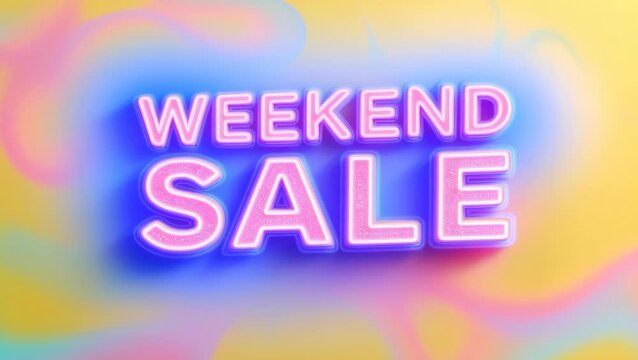 bundle pack of Vibrant neon sign boldly advertises a Weekend Sale, casting a festive glow against a colorful, abstract background, creating a dynamic visual that is designed to attract attention.