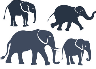 Elephant silhouette, Elephant and baby elephant, wild animals