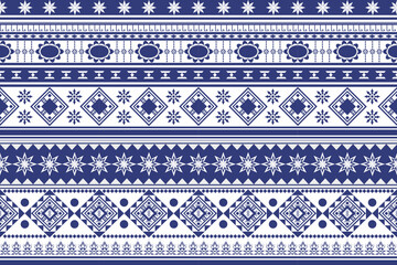 Native Abstract geometric Ethnic pattern seamless. Blue and white