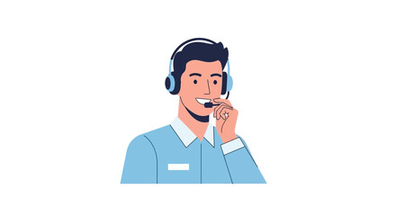 Help Desk Vector Illustration of a Customer Support Representative with Headset and Microphone