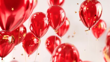 bundle pack of Vibrant red balloons ascending against a bright backdrop, creating a celebratory atmosphere, perfect for events and special occasions.