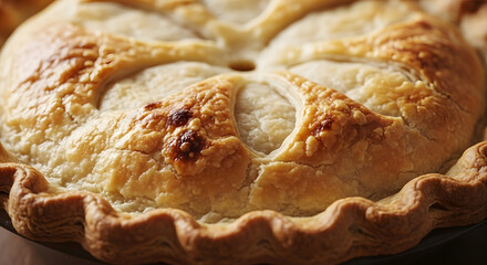 Golden Pie Crust Texture in Warm Autumn Light