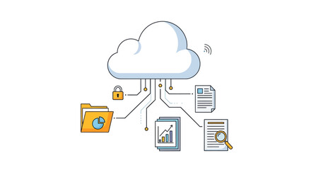 Obraz premium Cloud Computing and Digital Data Management for Business Growth and Efficiency