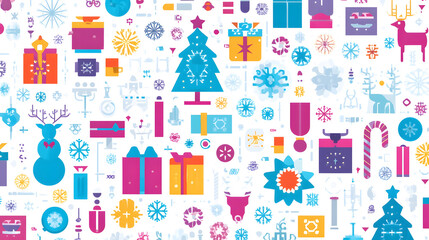 Festive Christmas Pattern with Colorful Gifts Snowflakes and Holiday Decorations