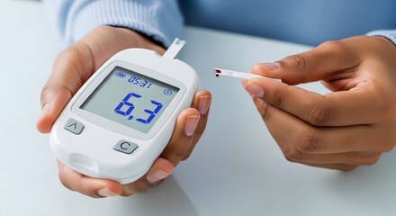 Person checking blood sugar with a glucose meter