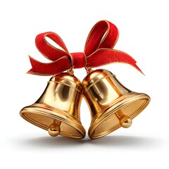
Glistening Golden Jingle Bells Tied with a Bright Red Christmas Ribbon