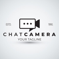 Abstract vector chat bubble video camera logo vector template suitable for live streaming