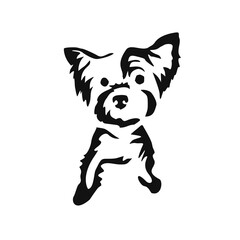 Vector drawing of a dog. Black and white gestalt design of a funny pet. Little doggy. Cute animal illustration. Postcard for International Dog Day	
