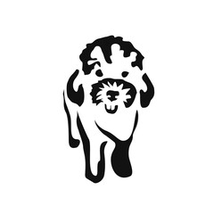 Vector drawing of a dog. Black and white gestalt design of a funny pet. Little doggy. Cute animal illustration. Postcard for International Dog Day	
