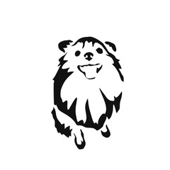 Vector drawing of a dog. Black and white gestalt design of a funny pet. Little doggy. Cute animal illustration. Postcard for International Dog Day	
