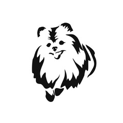 Vector drawing of a dog. Black and white gestalt design of a funny pet. Little doggy. Cute animal illustration. Postcard for International Dog Day	
