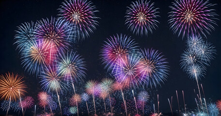 Fototapeta premium Colorful Fireworks Over the Night Sky