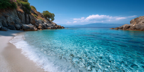 Obraz premium Tranquil beach scene coastal area nature photography serene environment horizontal view