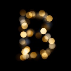Obraz premium Letter B Golden Warm Bokeh Letters Overlays Collection for Commercial Photography with Creative Text Effects and Blurred Backgrounds in Soft Focus