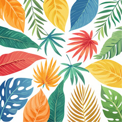 Fototapeta premium tropical leaves pattern in vibrant hues on digital art concept, Generative AI.