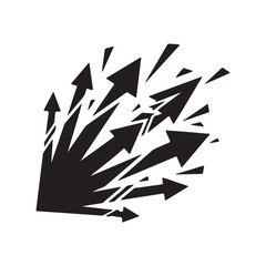 Abstract Black Arrows Bursting Outward Dynamic Movement Vector Design