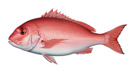 Isolated Red Snapper fish with vibrant colors, scales, and fins for commercial fishing stock