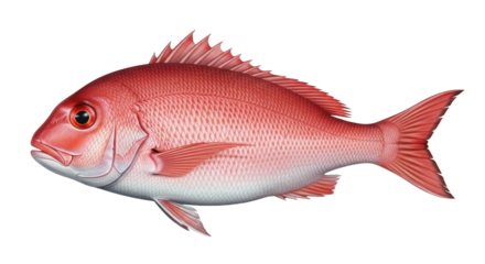 Isolated Red Snapper fish with vibrant colors, scales, and fins for commercial fishing stock