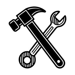 Simple and classic hand drawn hammer icon in a clean modern line art style perfect for toolkits and construction themes