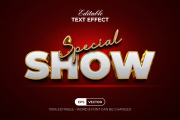 Special Show Text Effect Gold 3D Style. Editable Text Effect.