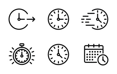 Management & Scheduling Line Icons - Clock, Stopwatch, Calendar, Timer, Arrow, Meeting for Productivity Apps, Calendars & Business Planning