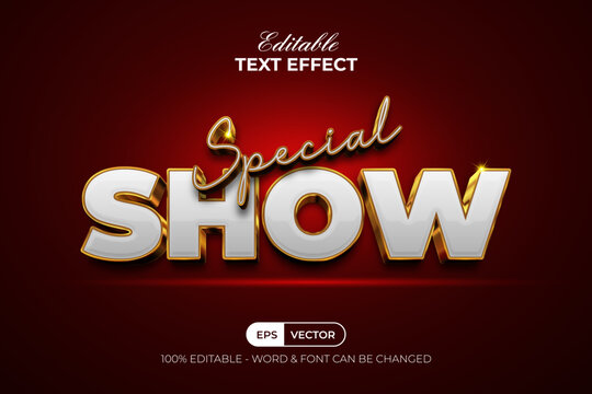 Special Show Text Effect Gold 3D Style. Editable Text Effect.
