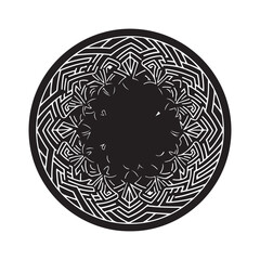 Intricate Black and White Circular Radial Pattern Vector Graphic