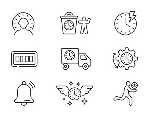 Time management and productivity line icons set isolated on white background