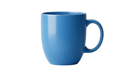 Isolated blue mug for coffee or tea, single kitchen utensil, ceramic drinkware item