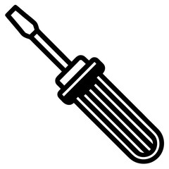 Simple and clean flat head screwdriver icon representing repair construction and diy projects ideal for user interface design and technical illustrations
