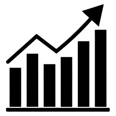 A visually appealing graphic design featuring a prominent upward trending chart combining both bar and line graph elements to represent positive growth and progress