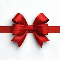 Elegant Red Christmas Ribbon Bow on a Solid White Background