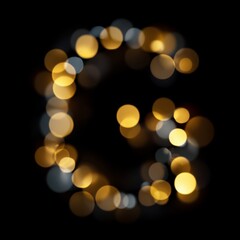 Obraz premium Letter G Golden Warm Bokeh Letters Overlays Collection for Commercial Photography with Creative Text Effects and Blurred Backgrounds in Soft Focus