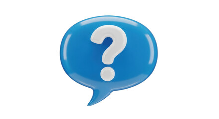 Isolated Blue Question Mark Speech Bubble for Assistance, Help, Doubt, Support, FAQ