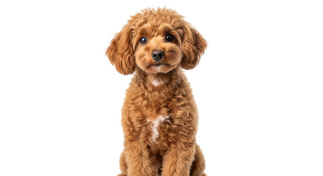 Isolated curly coated dog poses in studio, adorable young puppy, canine friend, pet love