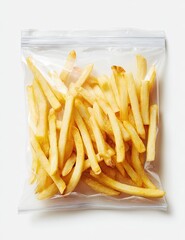 Frozen french fries in a clear plastic bag (1)