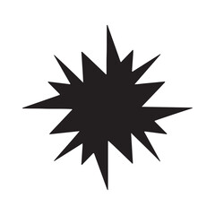 Black Spiky Burst Shape Vector Graphic on White Background